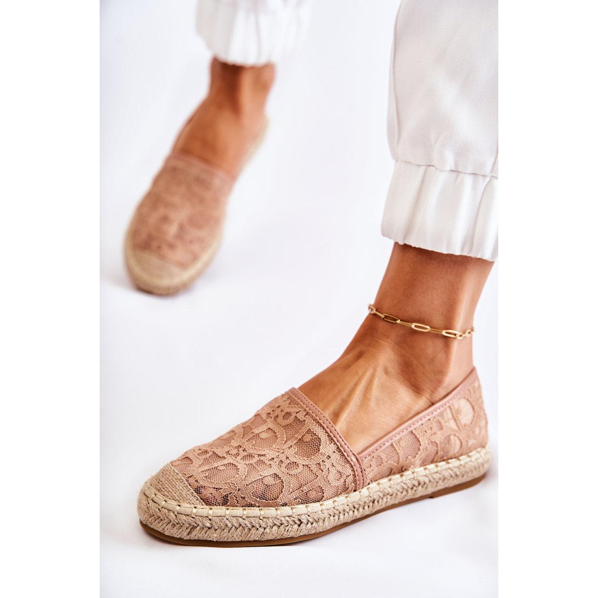 Klasické dámske nahé catris Openwork Espadrilles - Béžová