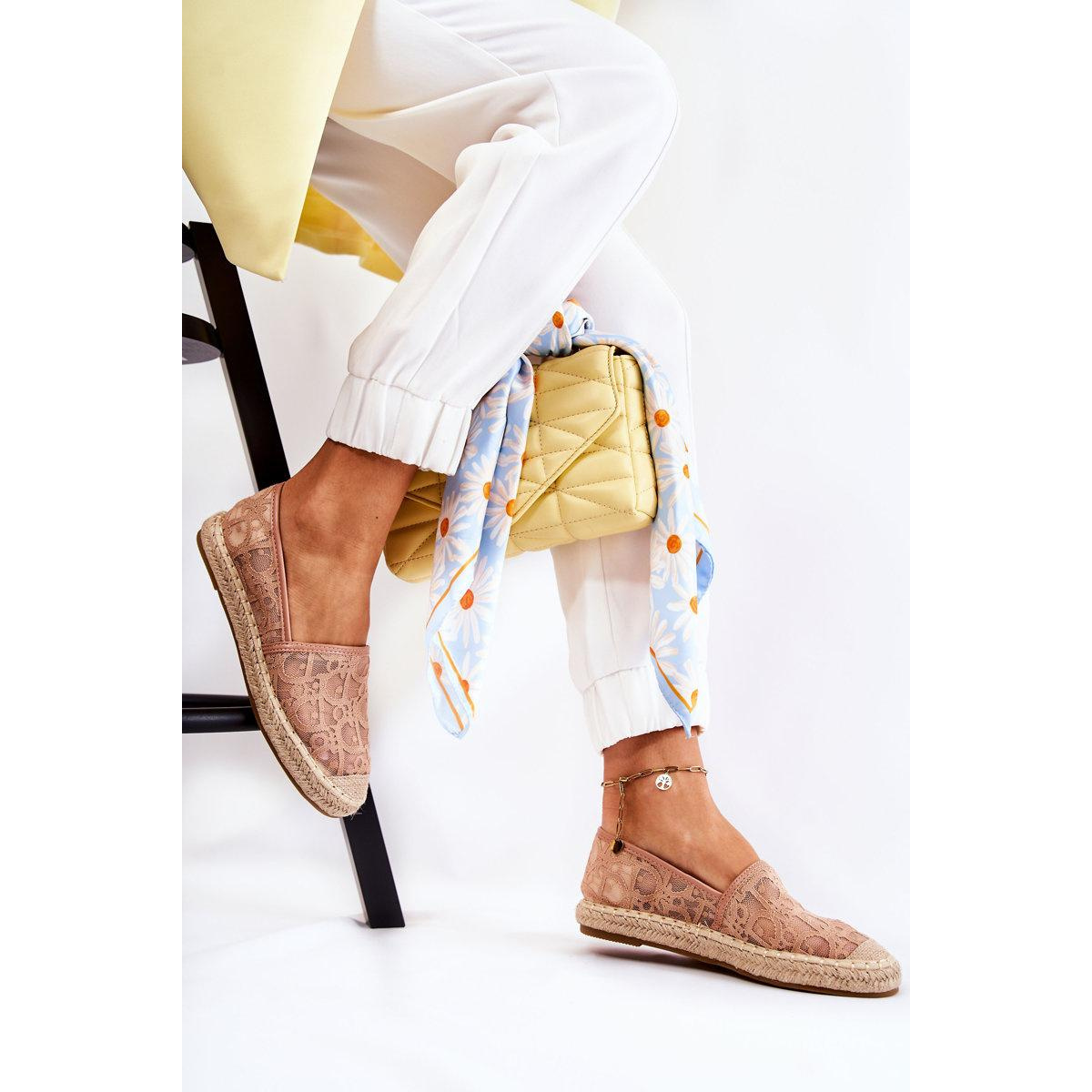 Klasické dámske nahé catris Openwork Espadrilles - Béžová