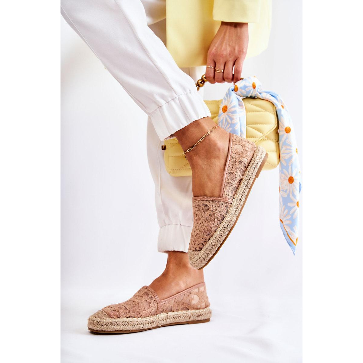 Klasické dámske nahé catris Openwork Espadrilles - Béžová