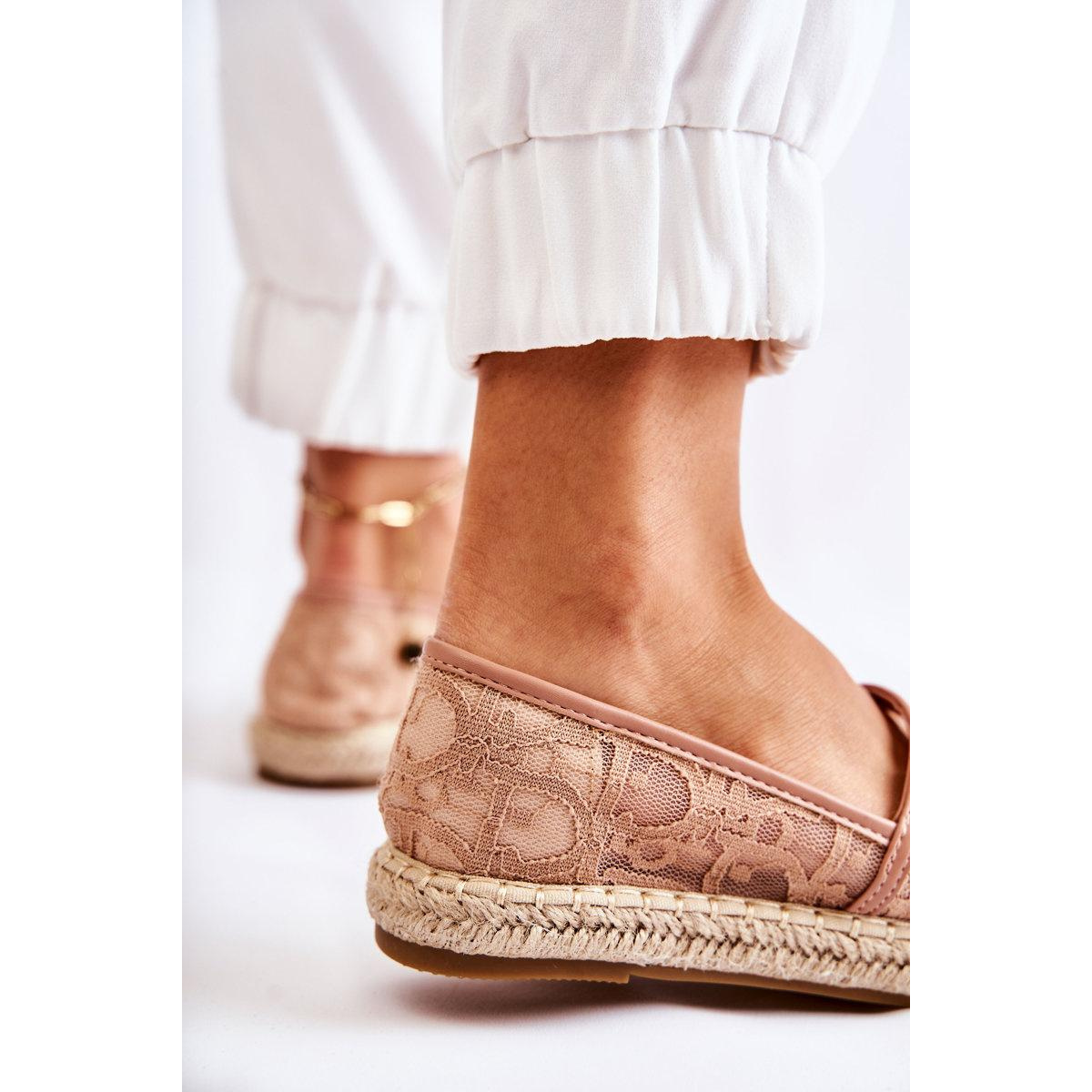 Klasické dámske nahé catris Openwork Espadrilles - Béžová