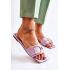 Dámska kožená klasická flip -flops s dekoráciou shilla - Odtiene fialovej