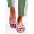 Dámska kožená klasická flip -flops s dekoráciou shilla - Odtiene fialovej