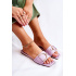 Dámska kožená klasická flip -flops s dekoráciou shilla - Odtiene fialovej