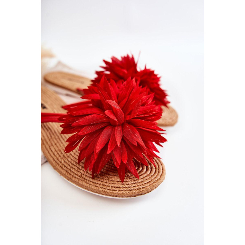 Žien flip -flops flip -flops s materiálnou dekoráciou Red Eviana - Odtiene červenej