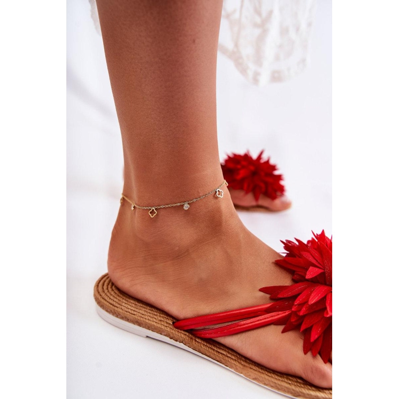 Žien flip -flops flip -flops s materiálnou dekoráciou Red Eviana - Odtiene červenej