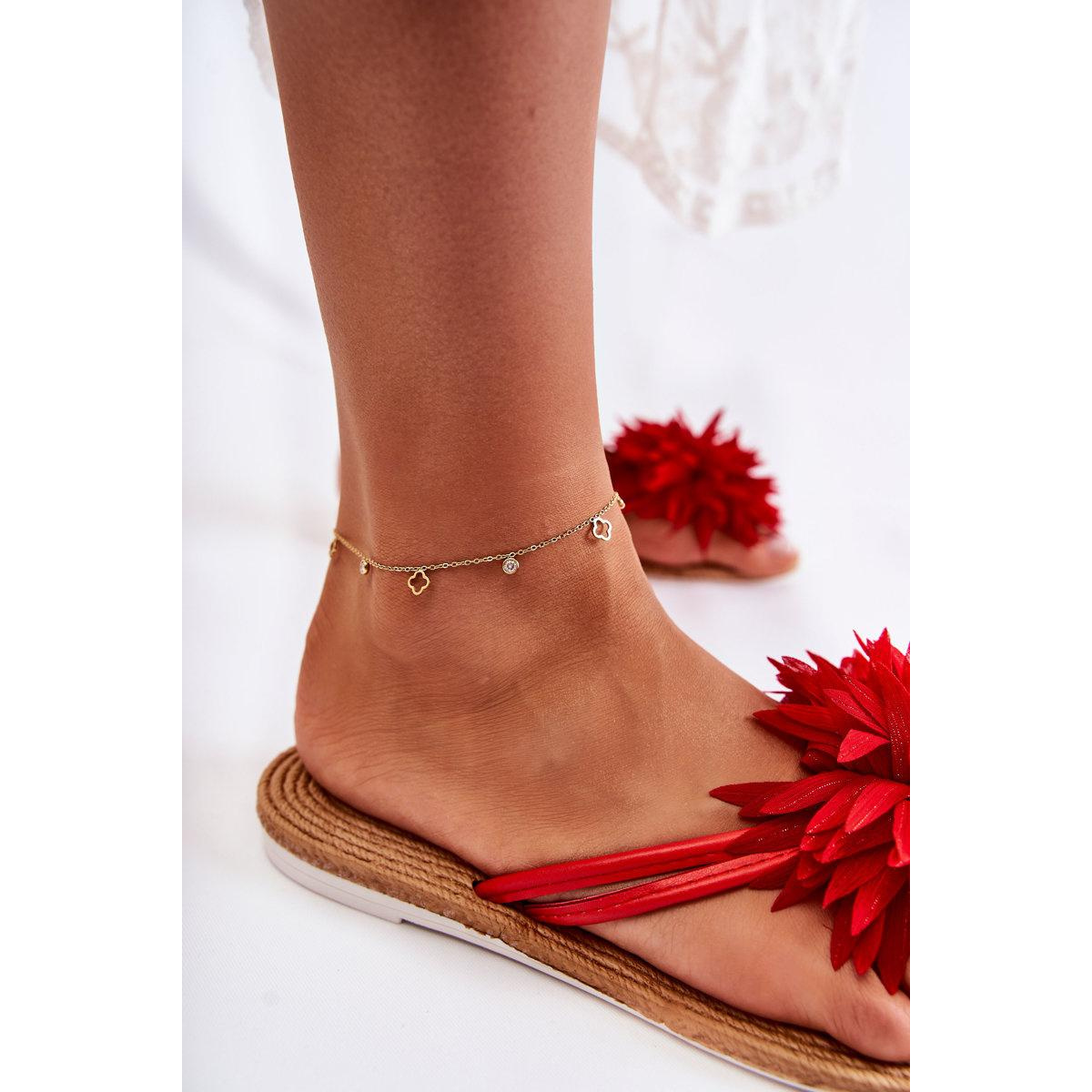 Žien flip -flops flip -flops s materiálnou dekoráciou Red Eviana - Odtiene červenej