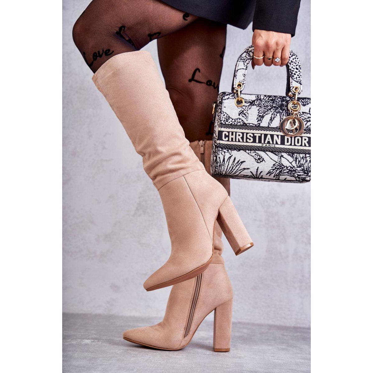 Classic Suede High -Heeled Tressa podpätky - Béžová
