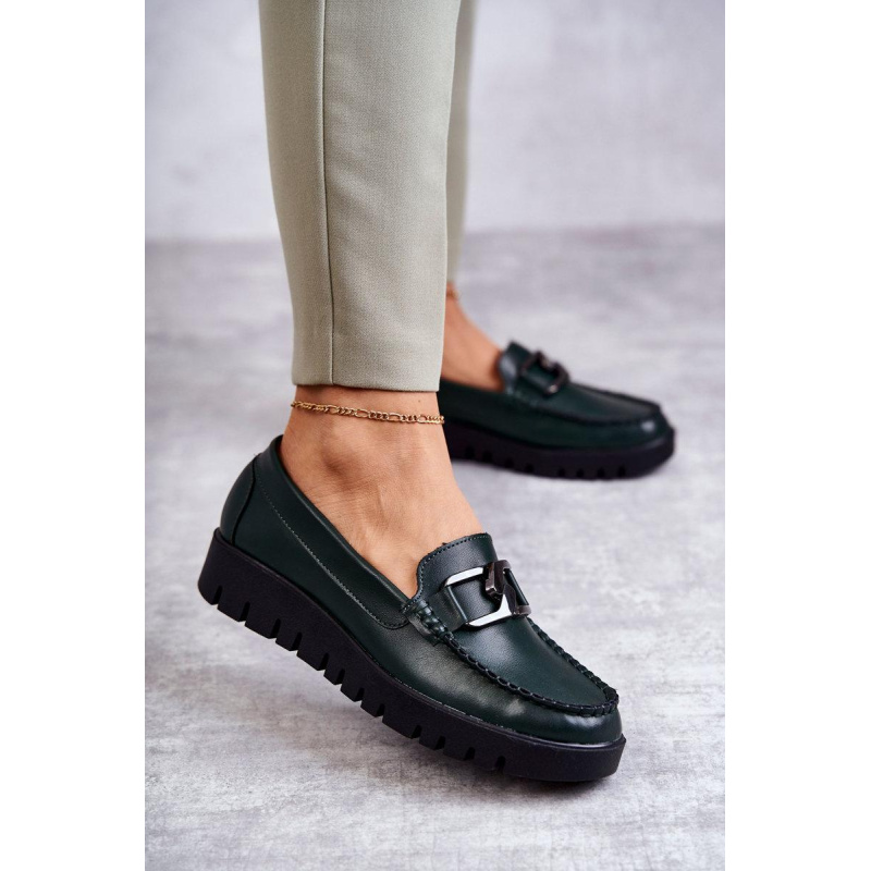 Maľované topánky Loafer na platforme Zielone Kjestti - Odtiene zelenej