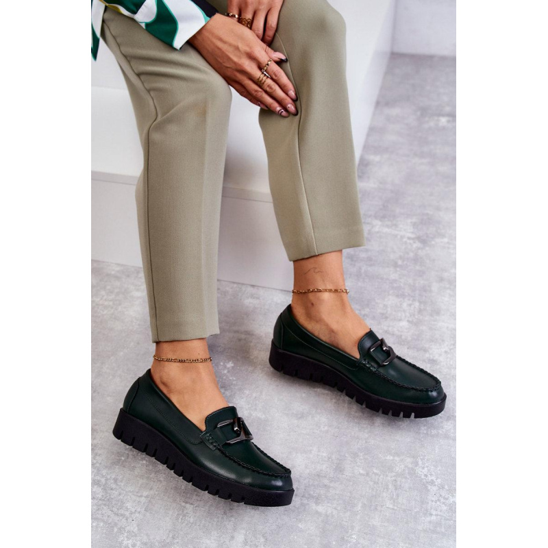 Maľované topánky Loafer na platforme Zielone Kjestti - Odtiene zelenej