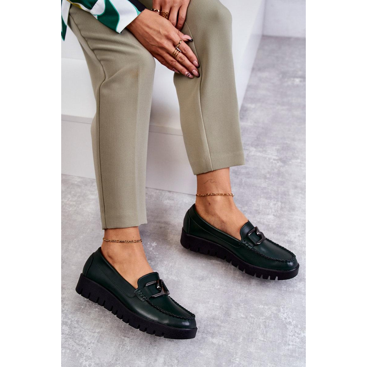 Maľované topánky Loafer na platforme Zielone Kjestti - Odtiene zelenej