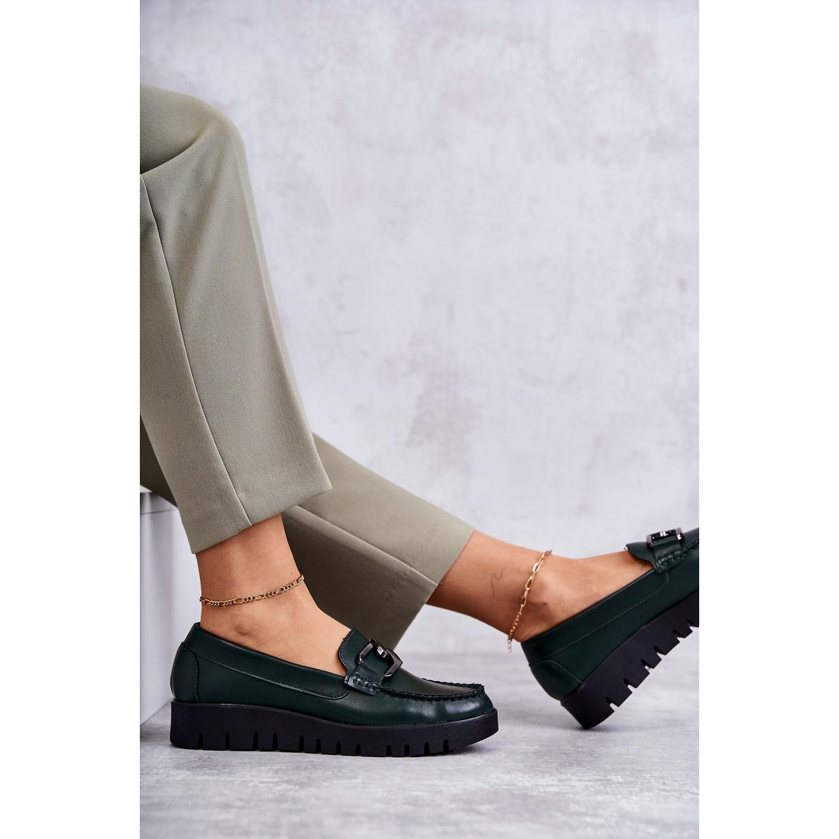 Maľované topánky Loafer na platforme Zielone Kjestti - Odtiene zelenej