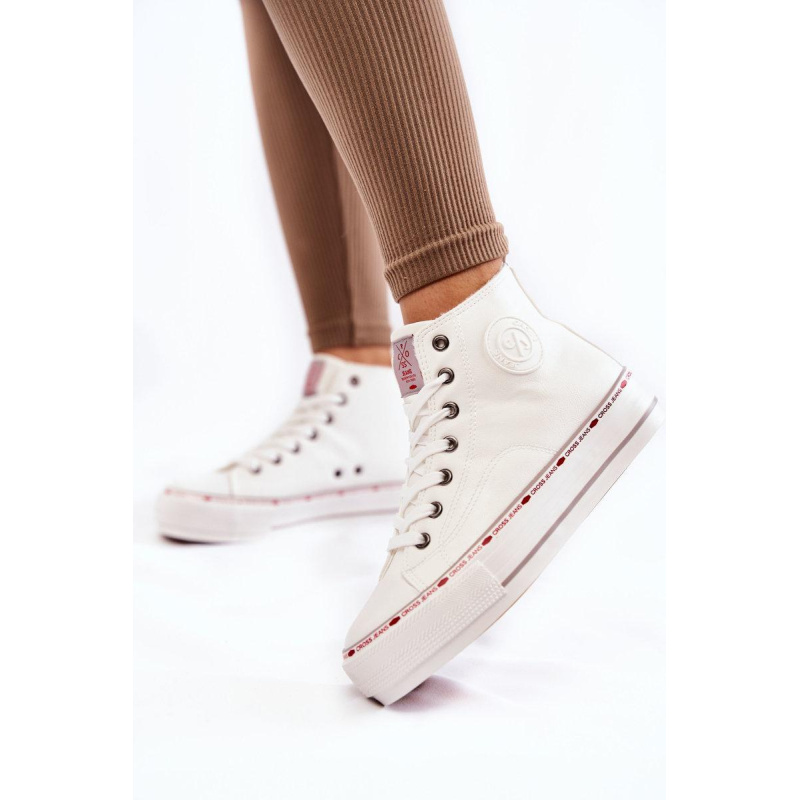 Dámske vysokohorské tenisky krížové džínsy KK2R4044C White - Biela