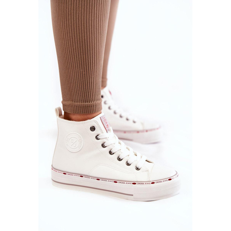 Dámske vysokohorské tenisky krížové džínsy KK2R4044C White - Biela