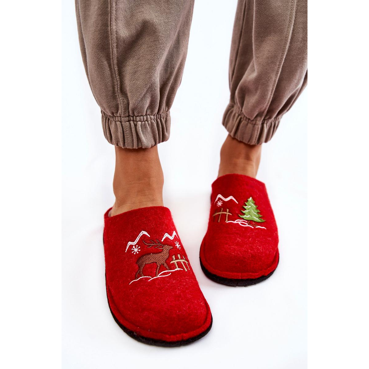 Domáca papci veľká hviezda KK276017 Red-Beige - Odtiene červenej || Béžová