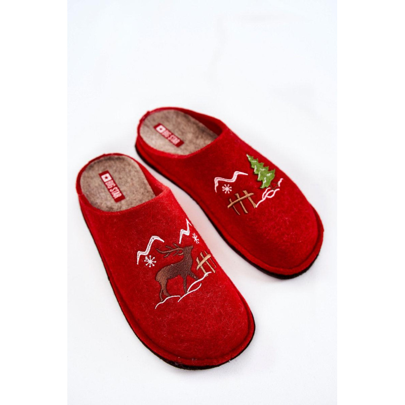 Domáca papci veľká hviezda KK276017 Red-Beige - Odtiene červenej || Béžová