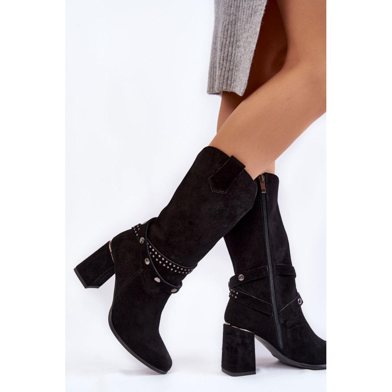 Dámske semišové vysoké podpätky Lewski Shoes 2934/B Čierne