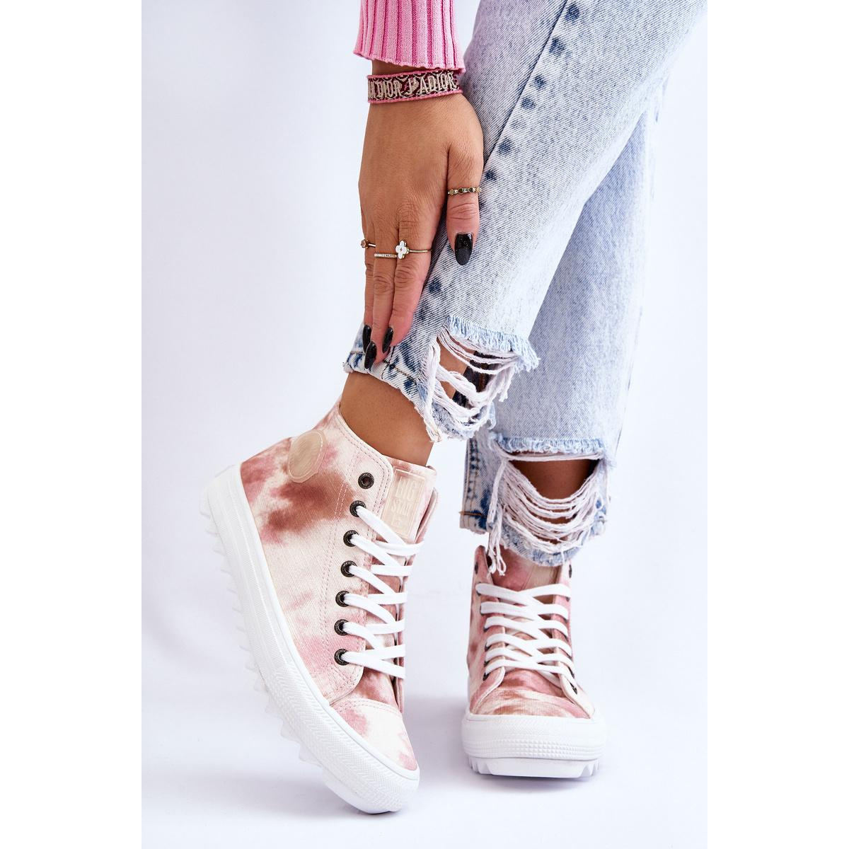 Dámska vysoká hviezda LL274048 BEIGE-PINK TASELERS - Odtiene ružovej || Béžová