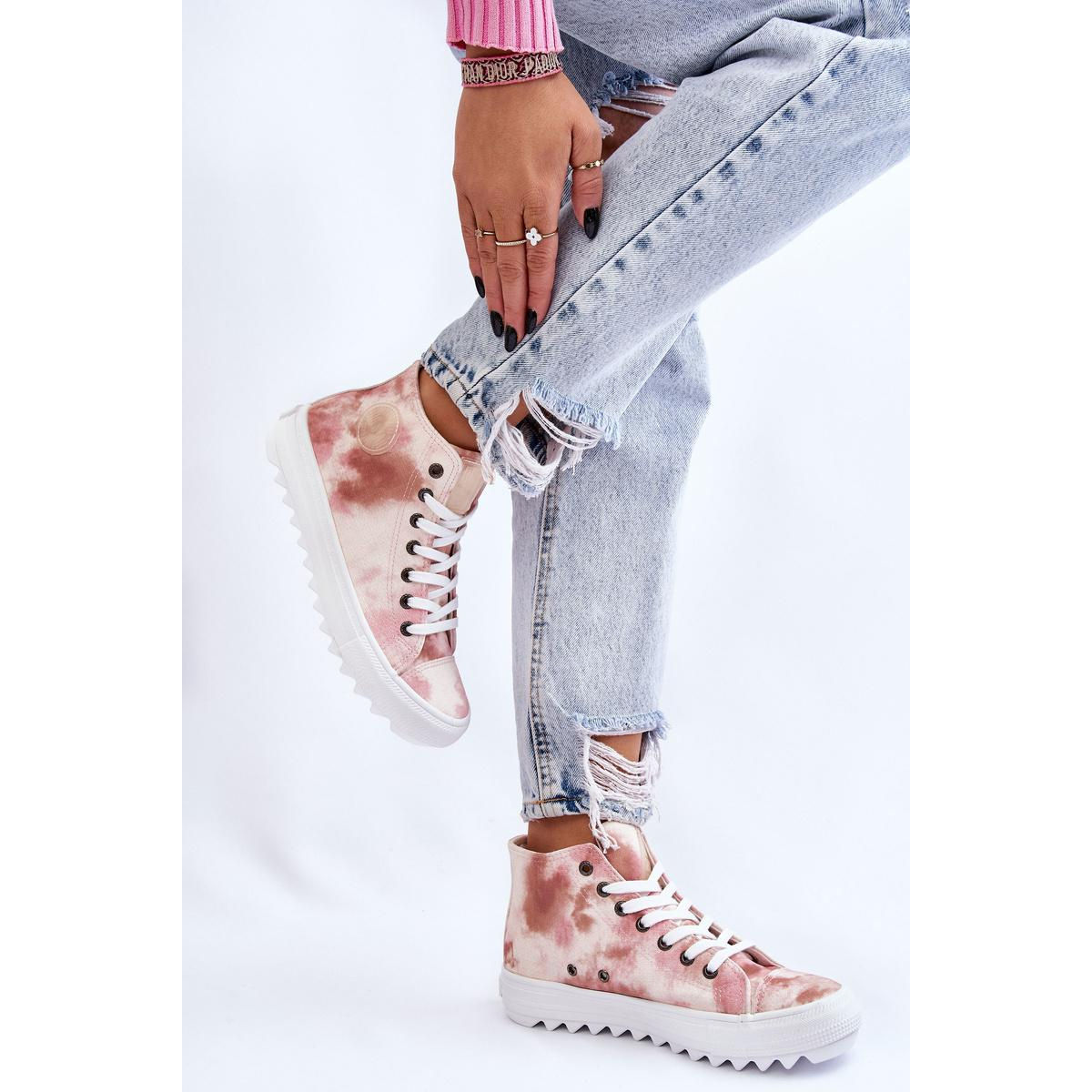 Dámska vysoká hviezda LL274048 BEIGE-PINK TASELERS - Odtiene ružovej || Béžová