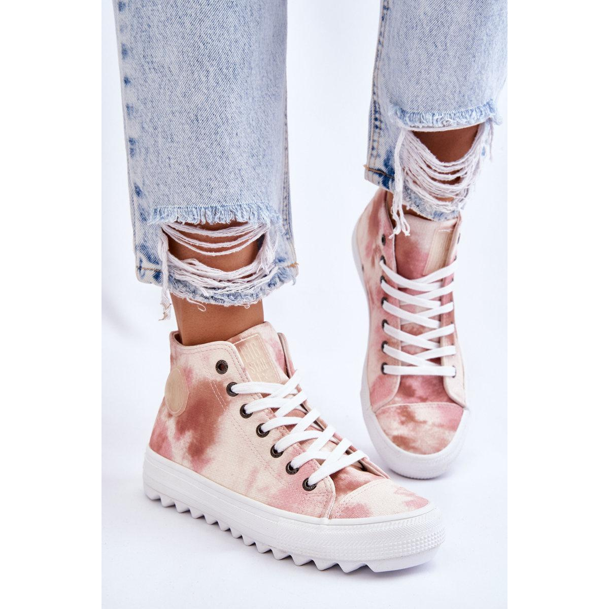 Dámska vysoká hviezda LL274048 BEIGE-PINK TASELERS - Odtiene ružovej || Béžová