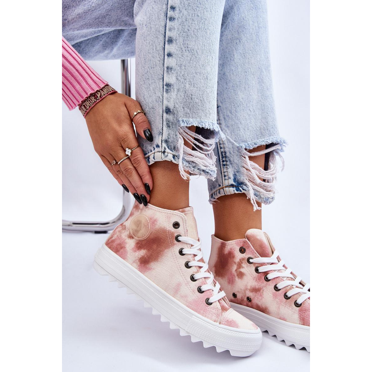 Dámska vysoká hviezda LL274048 BEIGE-PINK TASELERS - Odtiene ružovej || Béžová