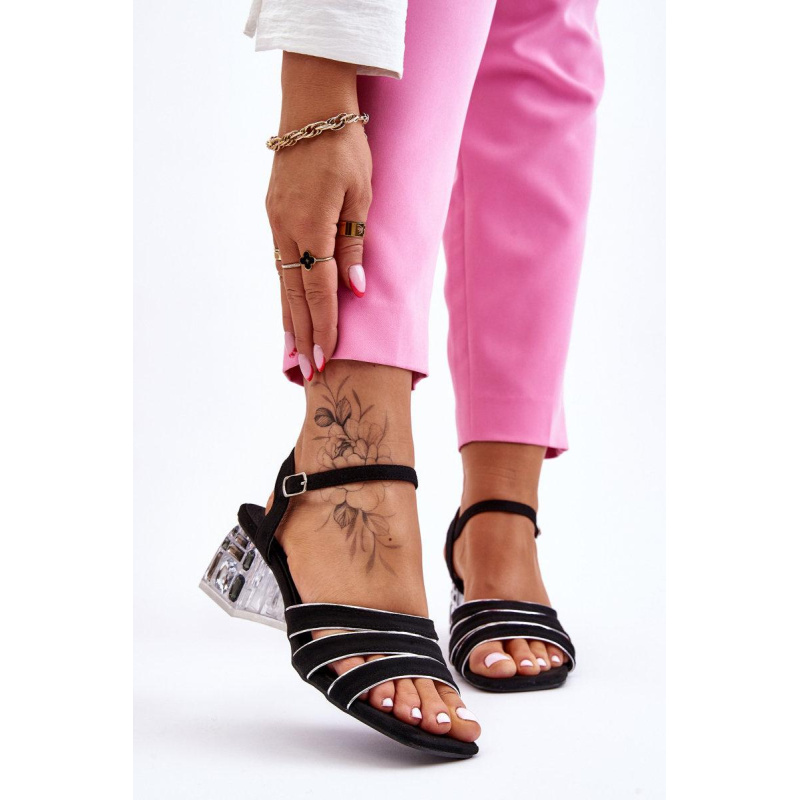 Čierne Callan Crystals Sued Sandals - Čierna