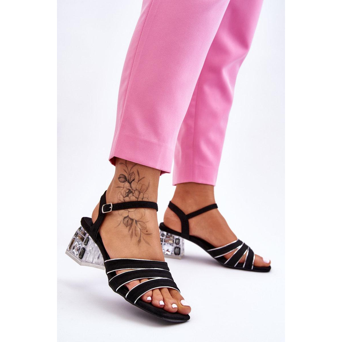Čierne Callan Crystals Sued Sandals - Čierna