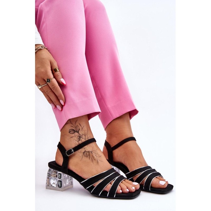 Čierne Callan Crystals Sued Sandals - Čierna