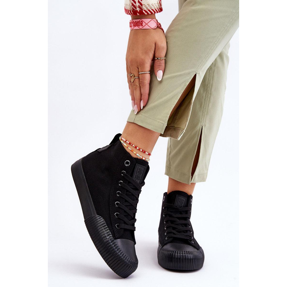 Dámske tenisky s vysokým materiálom Big Star LL27444 Black - Čierna