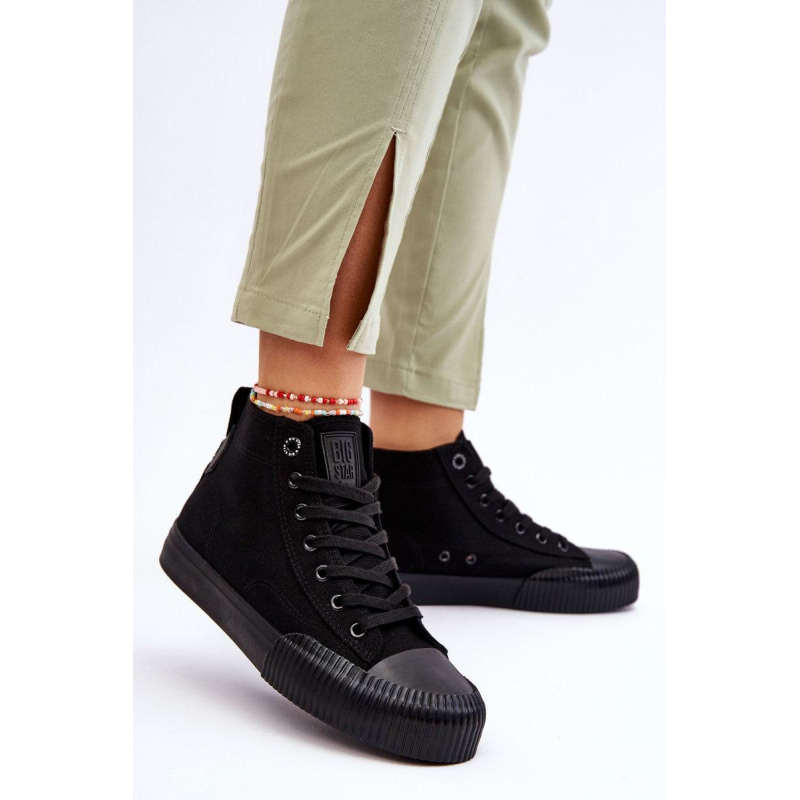 Dámske tenisky s vysokým materiálom Big Star LL27444 Black - Čierna