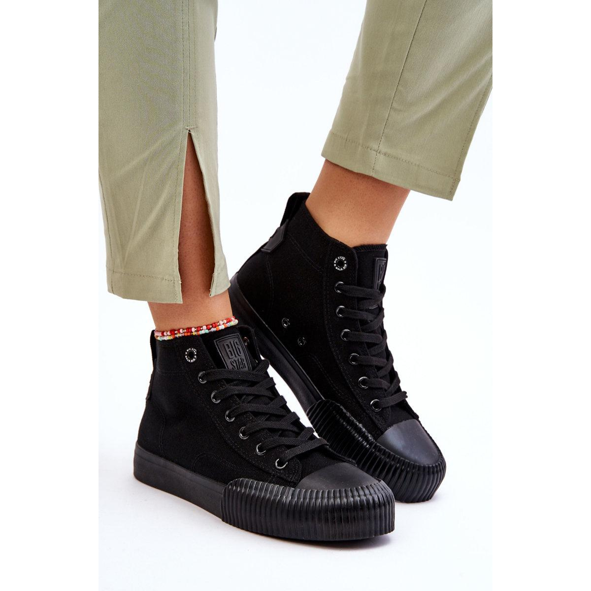 Dámske tenisky s vysokým materiálom Big Star LL27444 Black - Čierna