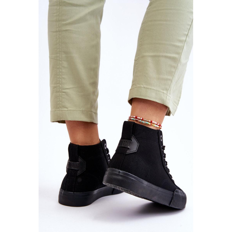 Dámske tenisky s vysokým materiálom Big Star LL27444 Black - Čierna