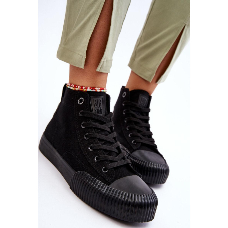 Dámske tenisky s vysokým materiálom Big Star LL27444 Black - Čierna