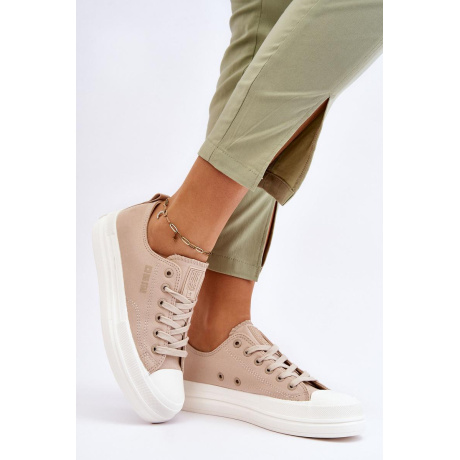 Nízka čipka -up tenisky Big Star LL274969 Beige - Béžová