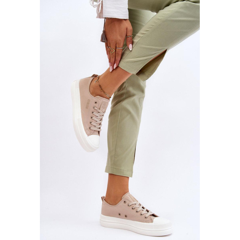 Nízka čipka -up tenisky Big Star LL274969 Beige - Béžová