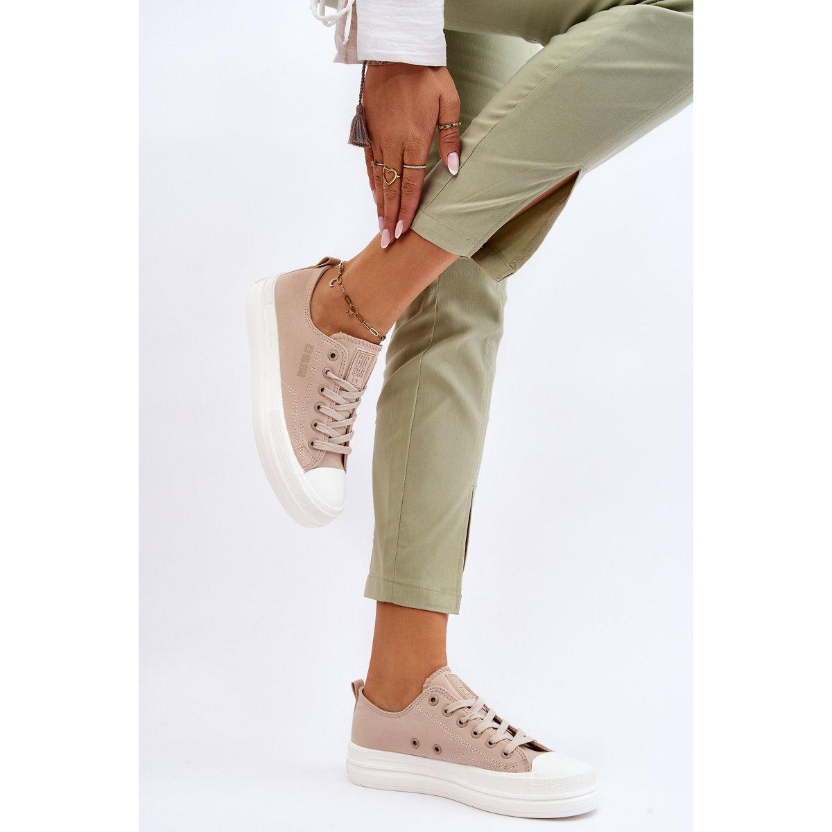 Nízka čipka -up tenisky Big Star LL274969 Beige - Béžová