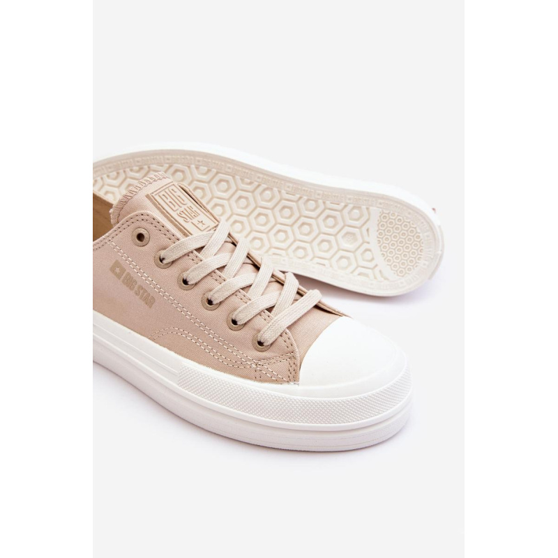 Nízka čipka -up tenisky Big Star LL274969 Beige - Béžová