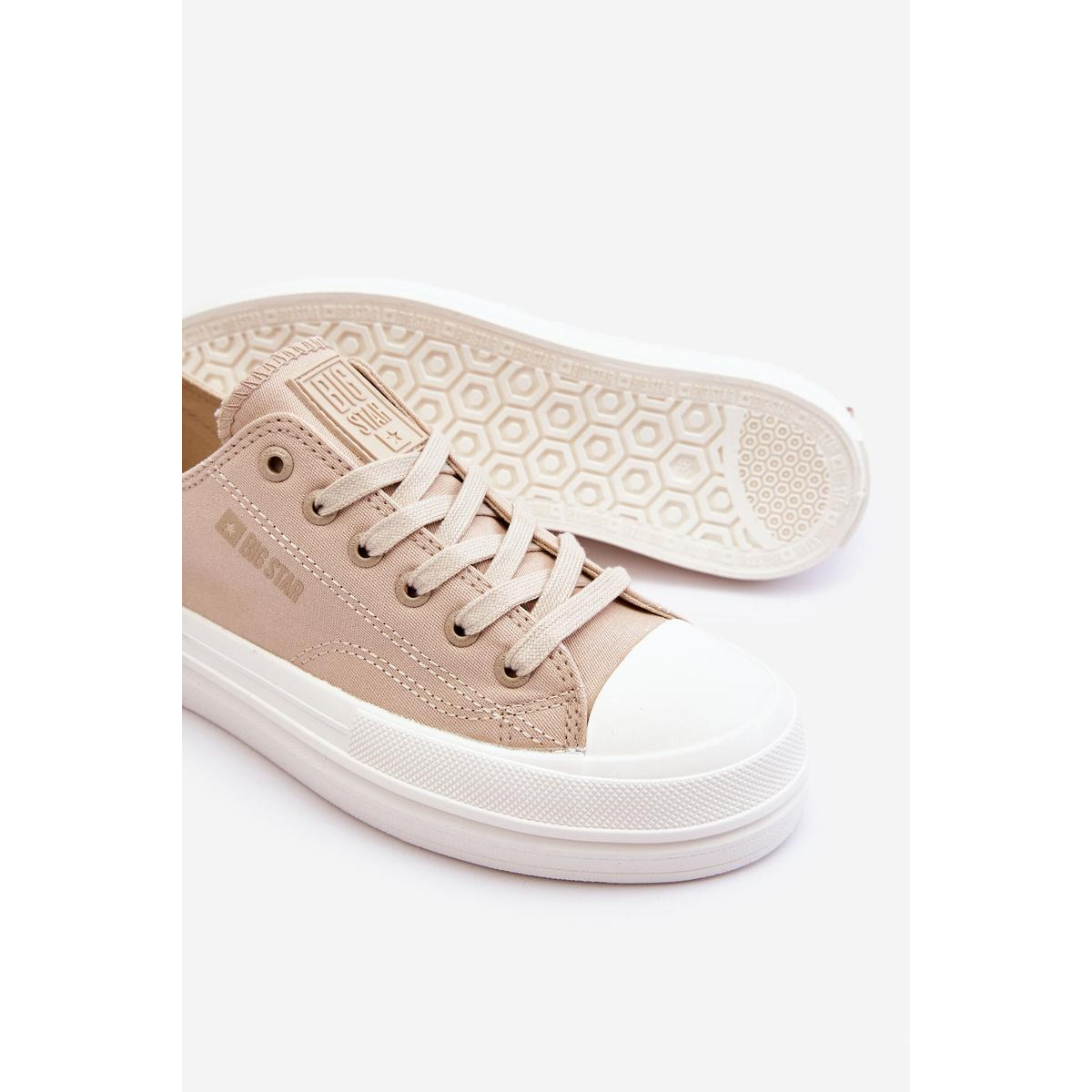 Nízka čipka -up tenisky Big Star LL274969 Beige - Béžová