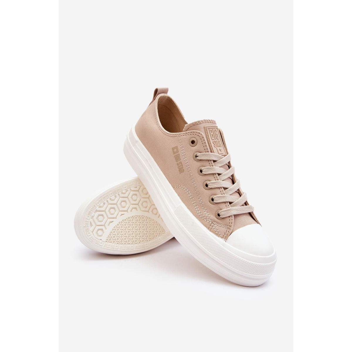 Nízka čipka -up tenisky Big Star LL274969 Beige - Béžová