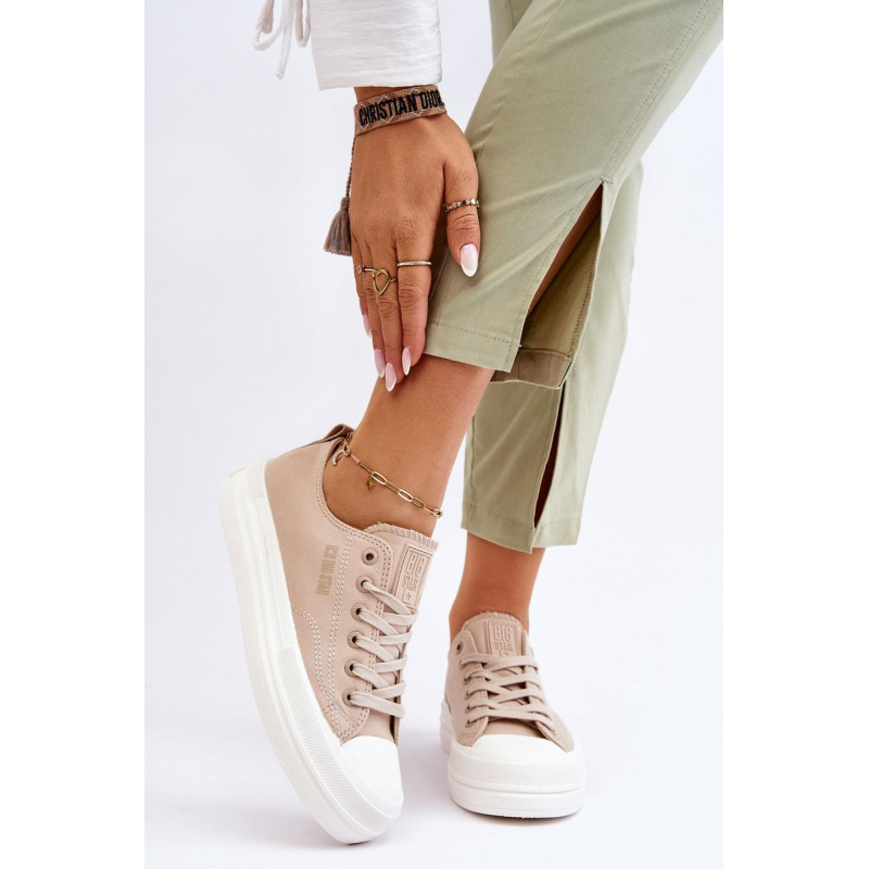 Nízka čipka -up tenisky Big Star LL274969 Beige - Béžová