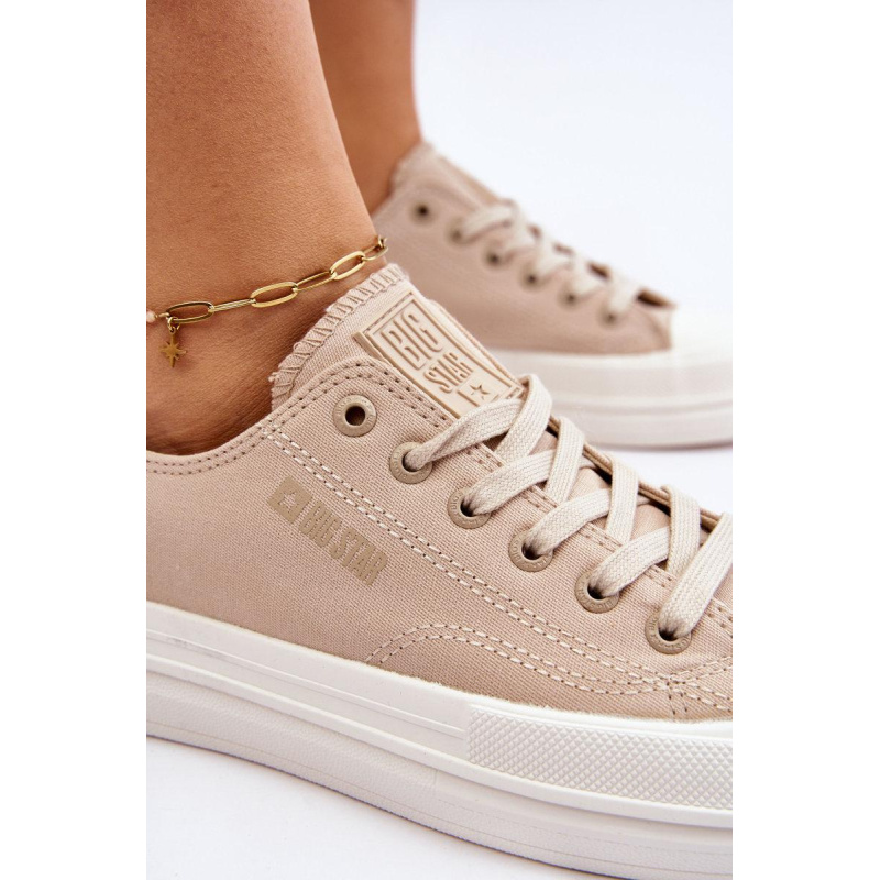 Nízka čipka -up tenisky Big Star LL274969 Beige - Béžová