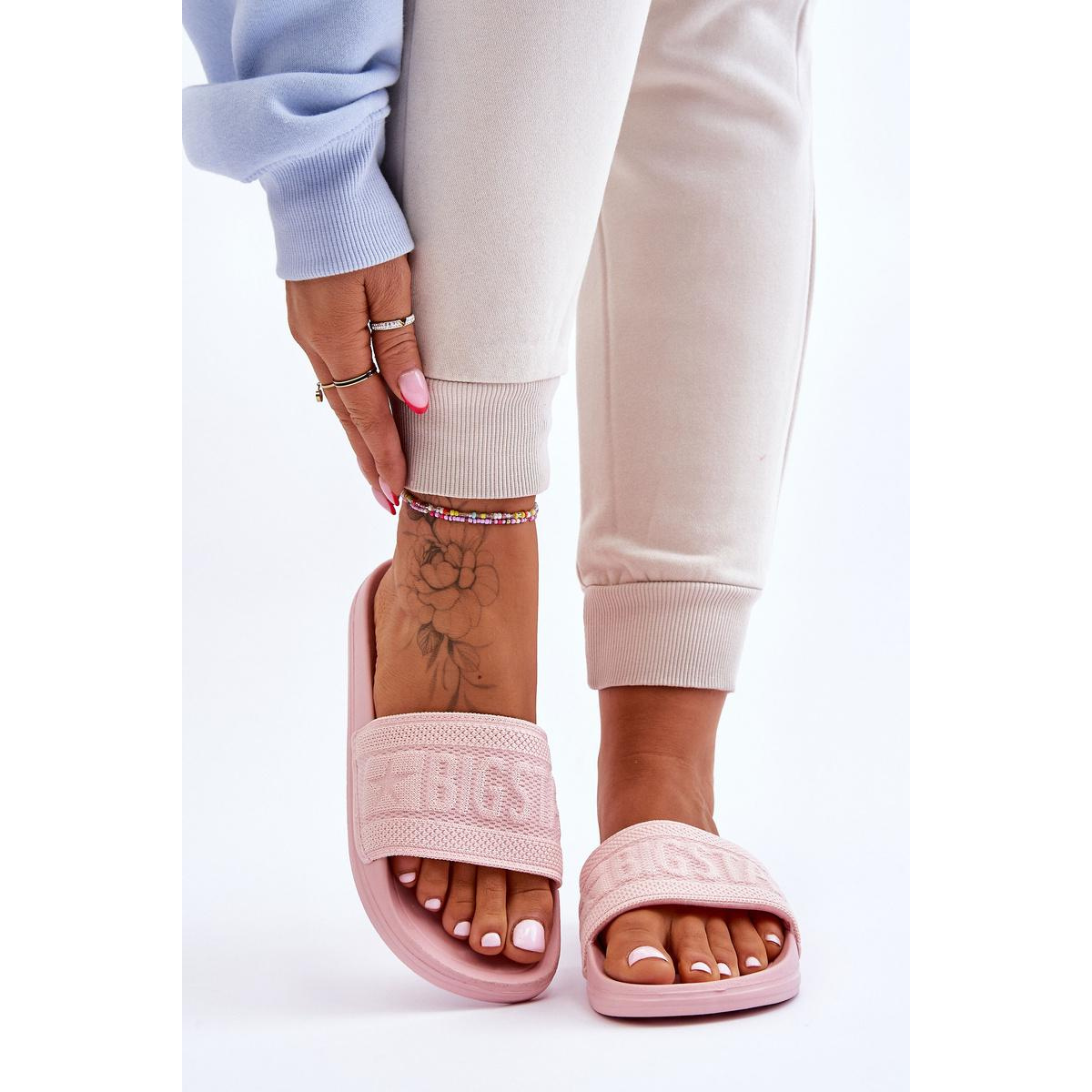 Dámska módna veľká hviezda LL274A157 Svetlo ružová flip -flops - Odtiene ružovej