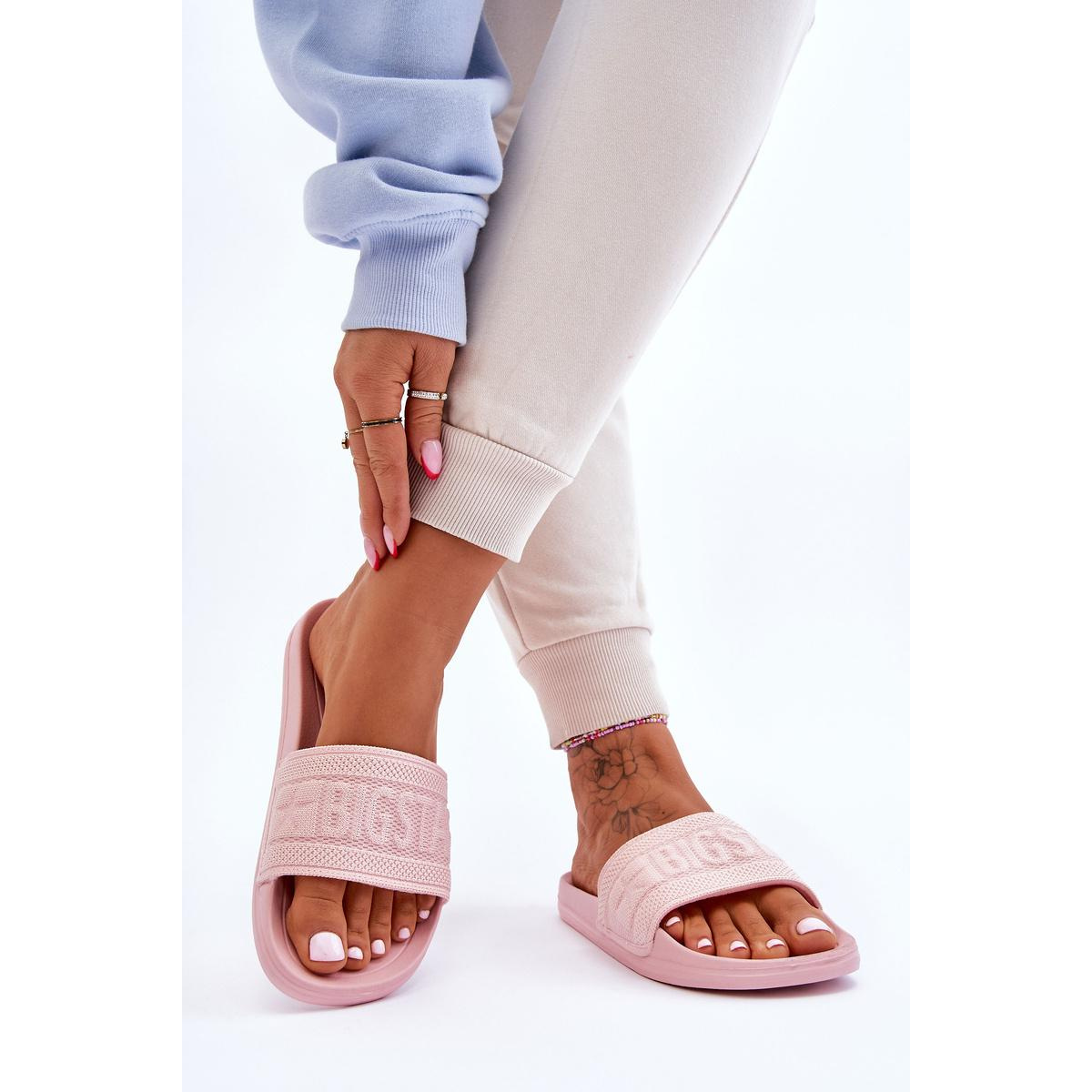 Dámska módna veľká hviezda LL274A157 Svetlo ružová flip -flops - Odtiene ružovej