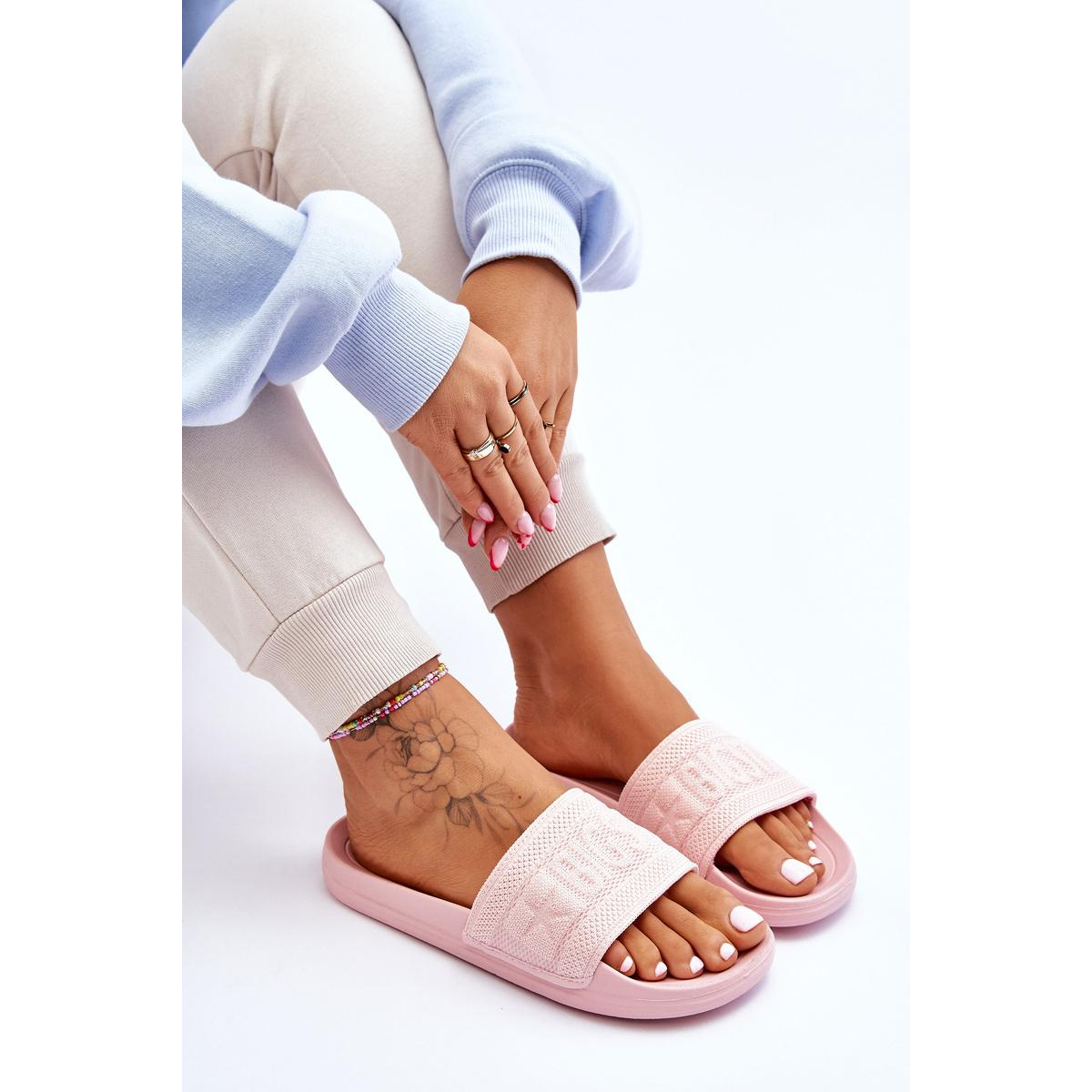 Dámska módna veľká hviezda LL274A157 Svetlo ružová flip -flops - Odtiene ružovej