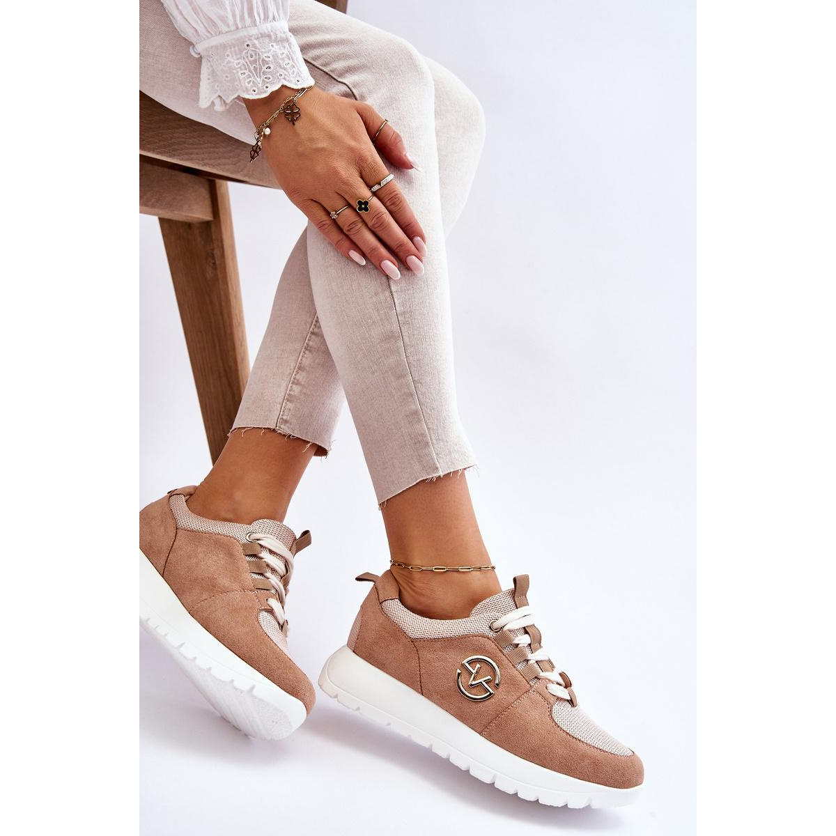 Dámske športové topánky na platforme Beige Aisha - Béžová