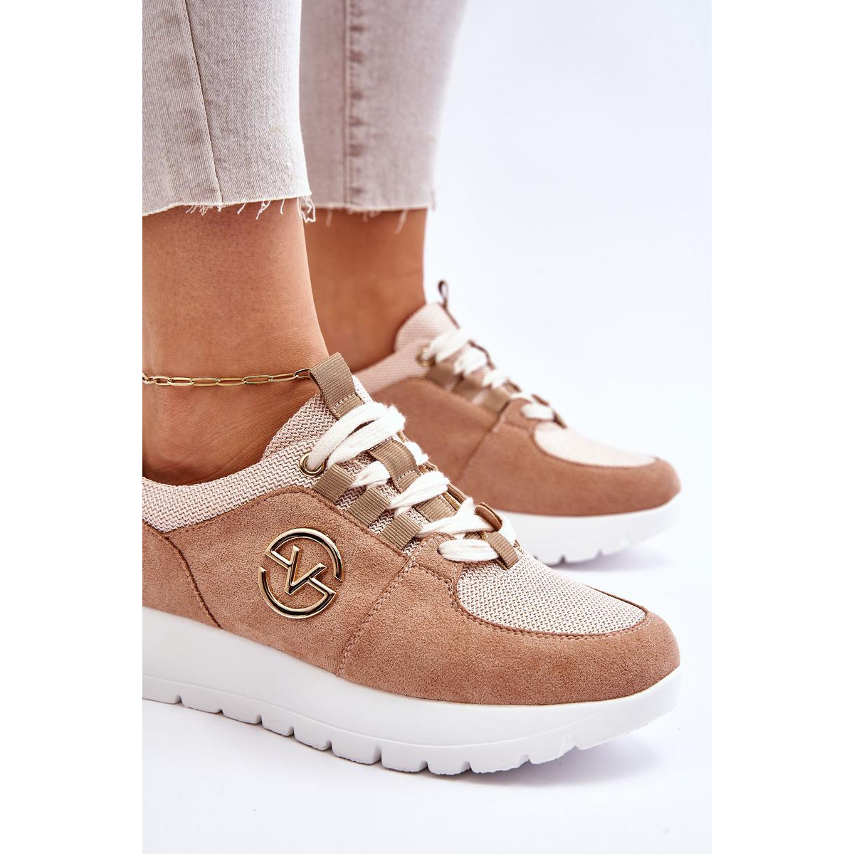 Dámske športové topánky na platforme Beige Aisha - Béžová