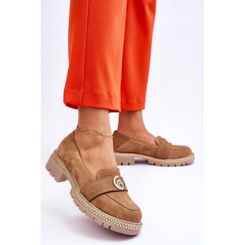Elegantné semišové laféry Laverne Dark Béž - Béžová