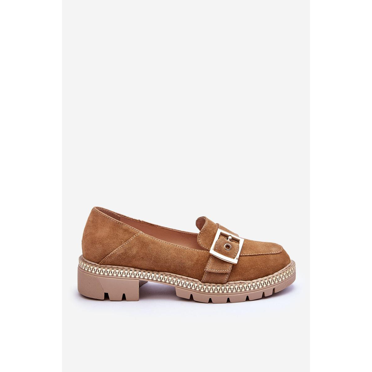 Módne semišové mokasíny tmavé -BEIGE ELOISA