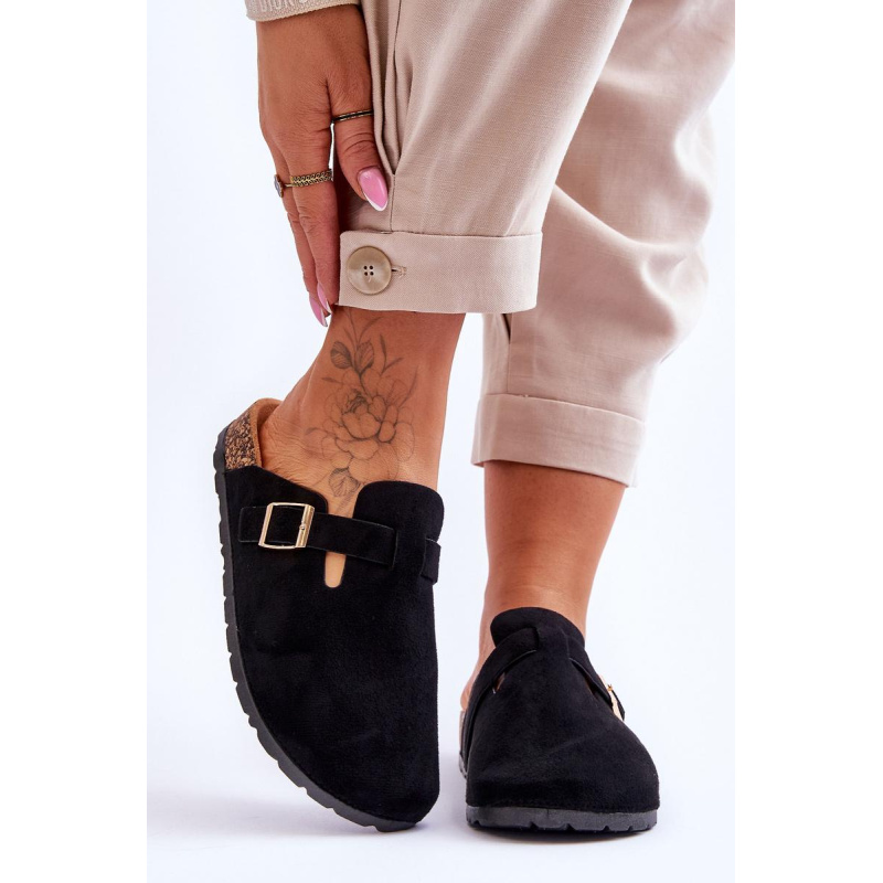 Suede Flip Flop na korkovej plošine čierna Vellma - Čierna