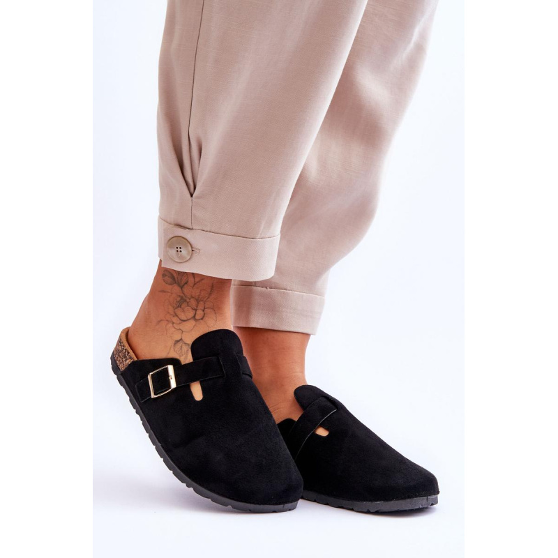 Suede Flip Flop na korkovej plošine čierna Vellma - Čierna