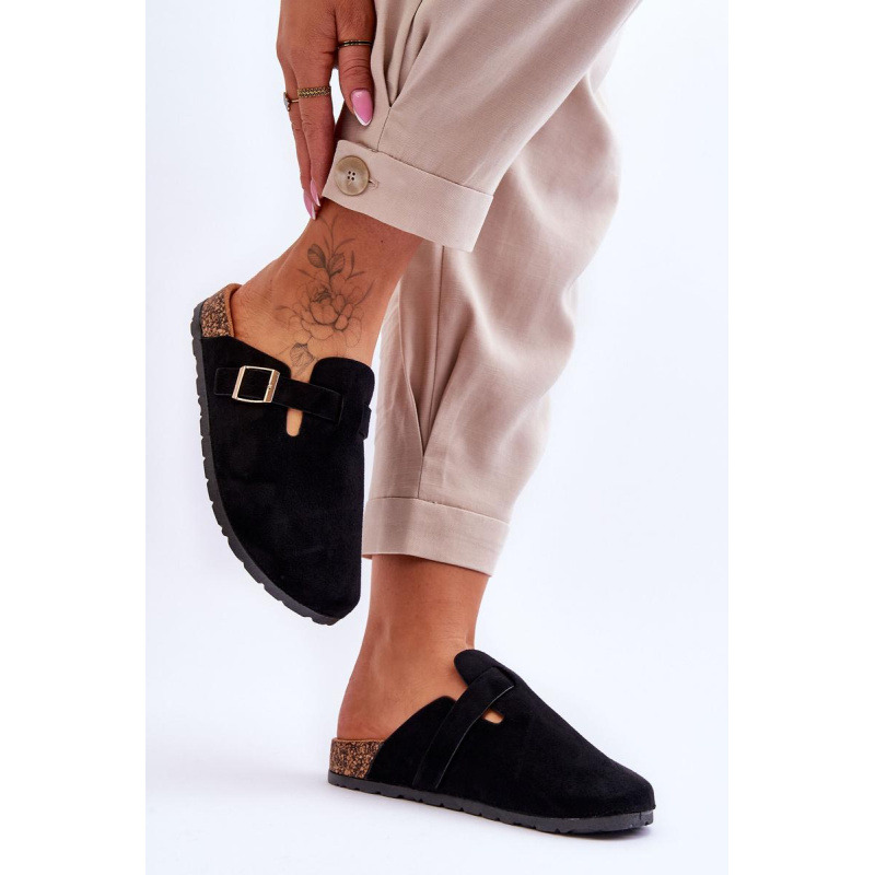 Suede Flip Flop na korkovej plošine čierna Vellma - Čierna